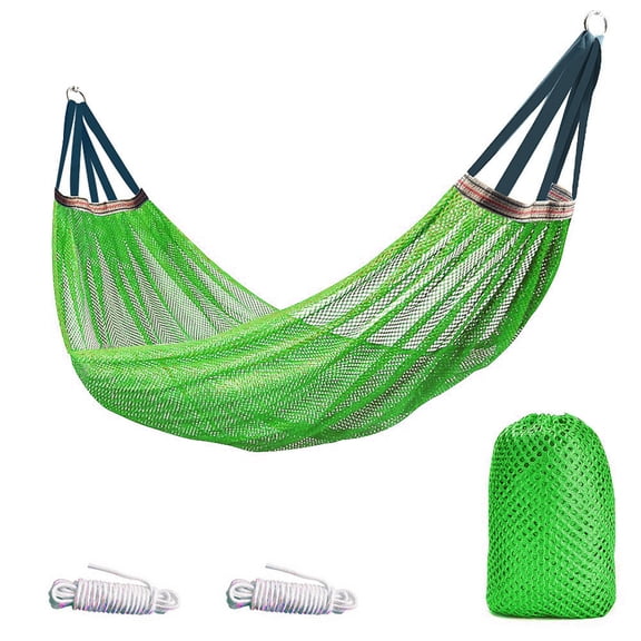 PBIYXQC Camping Hammock Set, Lightweight Breathable Mesh with Storage Bag & Hanging Ropes Portable Hammock for Outdoor Backyard Camping Beach Green