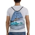 thumbnail image 2 of Kdxio Lighthouse in Havana Print Drawstring Backpack Bag,Waterproof Draw String Back Sack, Gym Drawstring Bags Swim Bag For Unisex, 2 of 9