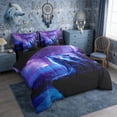 thumbnail image 2 of Erosebridal Three Wolves Howling at Galaxy Print Bedding Comforter Set, Cosmic Wildlife Queen Bedding Sets for Men and Women, Black Reversible 7pcs, 2 of 6