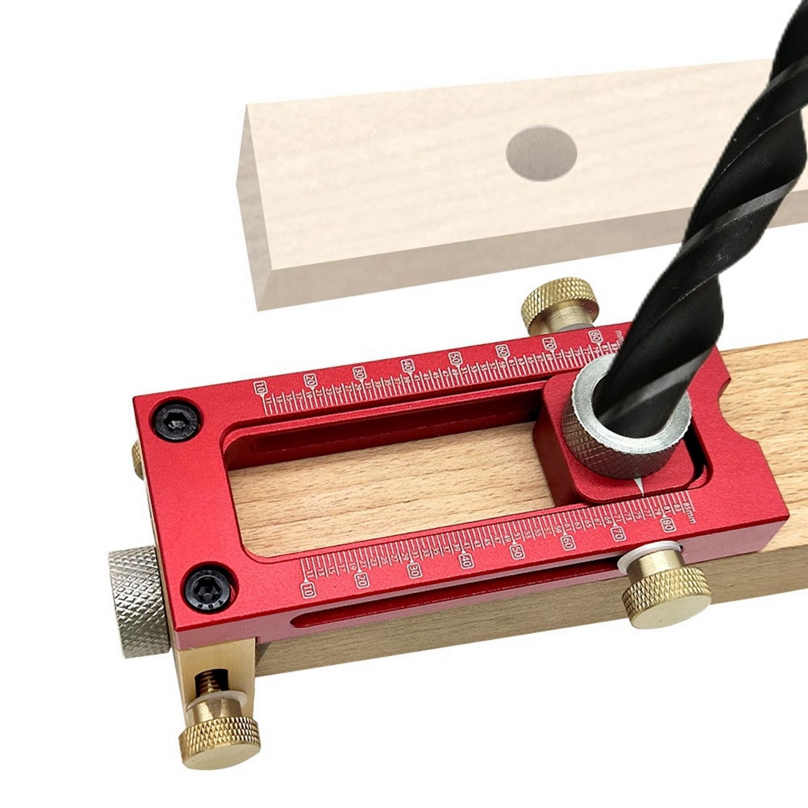 2 in 1 Drill Guide Doweling Jig Bed Cabinet Screw Punch Locator Woodworking Hole Drill Bit Set 5-Hole 6/8/10/12/15mm1 x 2 In 1 Drill Guide Doweling Jig set