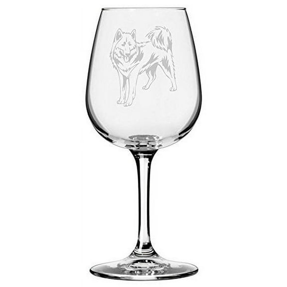 Canadian Eskimo Dog Themed Etched 12.75oz Libbey Wine Glass
