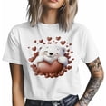 thumbnail image 4 of Camisetas informales de manga corta con estampado de corazones y oso blanco para hombre., 4 of 8