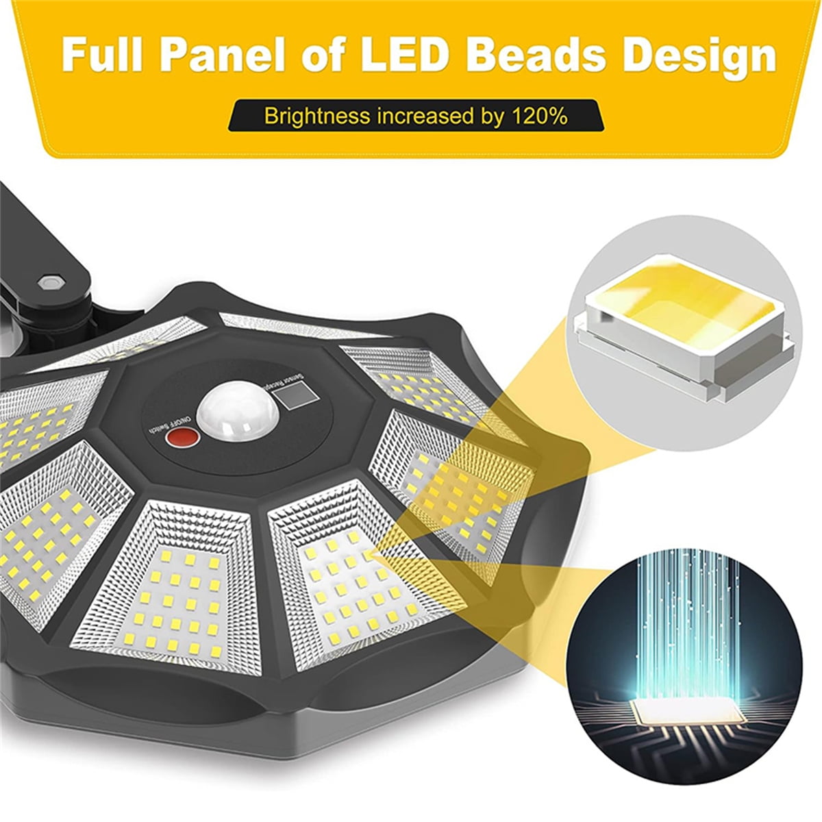 2 Pack Solar Street Lights Outdoor, Motion Sensor Solar Flood Street Lights, Outdoor Dusk to Dawn Solar Lights for Garden Yard Path Patio, IP66 Waterproof