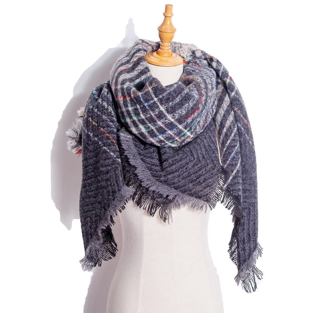 2024 Plaid Winter Scarf Women Luxury Warm Foulard Solid Scarves Fashion Casual Scarfs Cashmere Bufandas Hombre