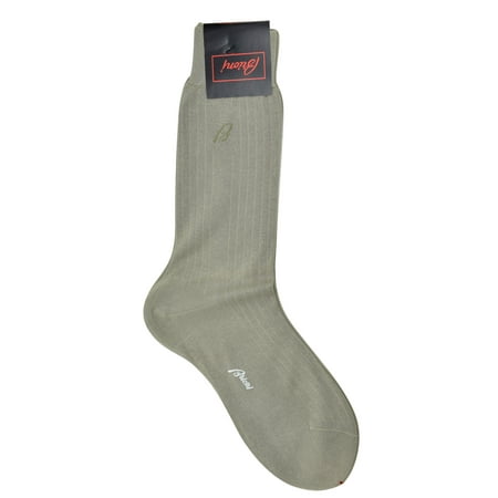 Brioni Men's 100% Cotton Oatmeal Checked Socks (10)