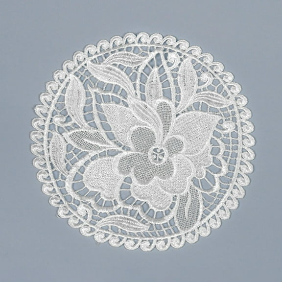 CAHQHLI Doilies 6 Inch Crochet Round Lace Doily Handmade Placemats Crocheted Coasters, White Peony