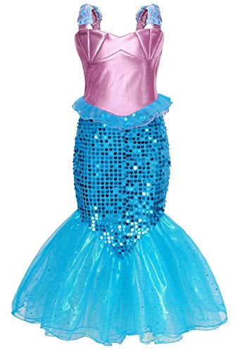 HenzWorld Little Girls Mermaid Costume Dress Up Swimsuits Swimwear Bathing Suit Princess Halloween