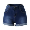 thumbnail image 2 of Aayomet Womens Jean Shorts Womens Denim Bermuda Shorts High Waist Ripped Hole Distressed Short Jeans Dark Blue,XL, 2 of 5