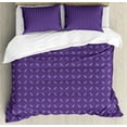 thumbnail image 1 of Geometric Duvet Cover Set King Size, Monochrome Style Symmetrically Aligned Diamond Shapes Pattern, Decorative 3 Piece Bedding Set with 2 Pillow Shams, Mauve and Dark Violet, by Ambesonne, 1 of 3
