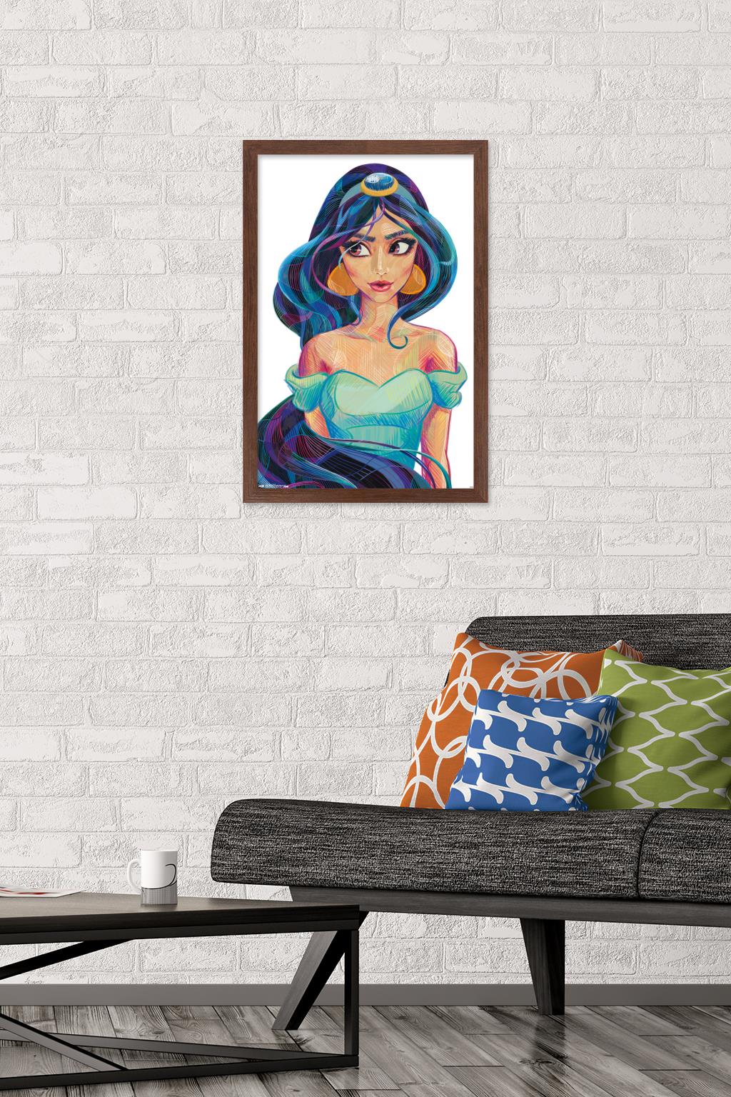 Disney Princess - Jasmine - Stylized Wall Poster, 14.725" x 22.375" Framed