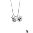 thumbnail image 2 of Delight Jewelry Silvertone Elephant with Baby Silvertone Script Initial Disc - P - Charm Necklace, 20"+3", 2 of 4
