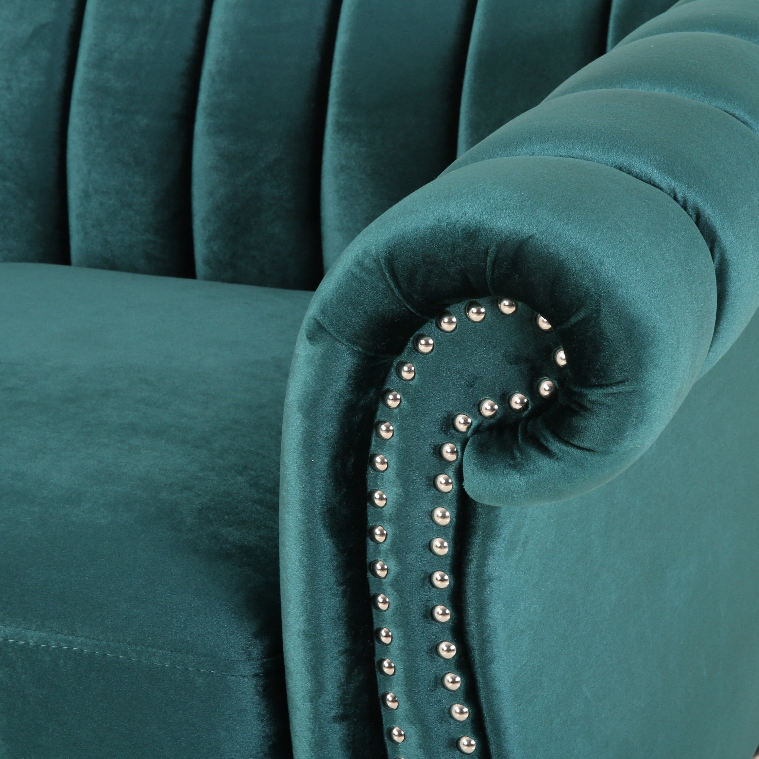 Noble House Fenix Velvet Channel Stitch 3 Seater Sofa, Teal
