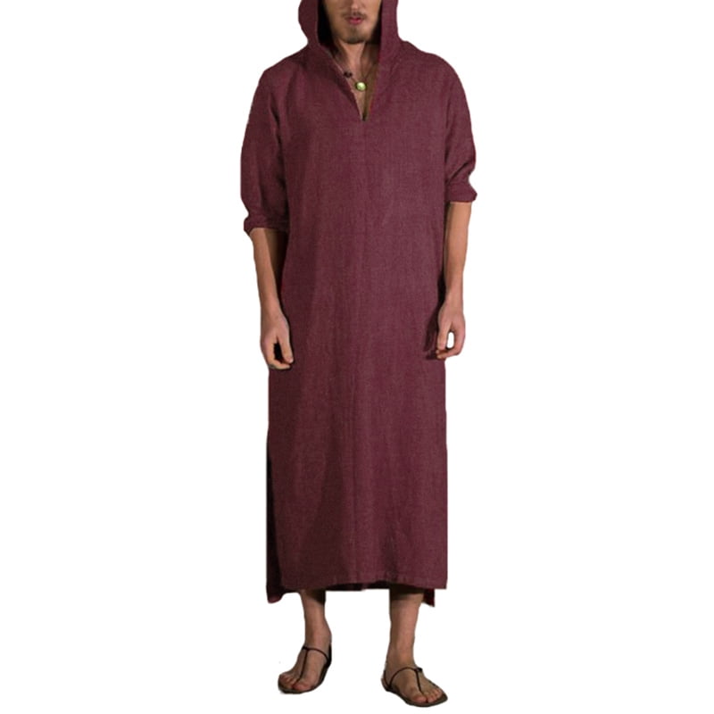 INCERUN Men's Muslim Arab Saudi Hooded Kaftan Dubai Islamic Ethnic ...