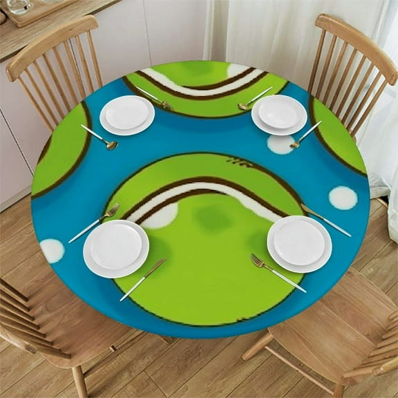 Tennis Ball Round Tablecloth with Elastic Fitted Tablecloth