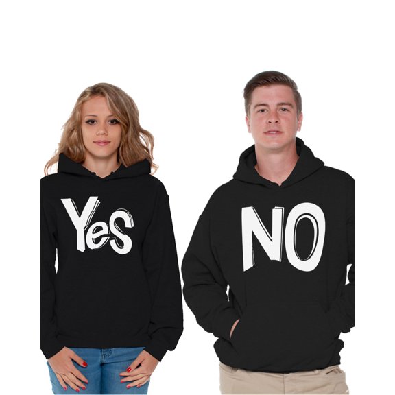 Awkward Styles Matching Couple Hoodies Yes No Sweaters for Couple Valentines Day Gift Ideas for Couples Boyfriend Sweatshirt Girlfriend Sweatshirt Funny Engagement Bride Groom Couples Sweatshirts