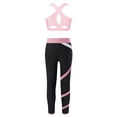 thumbnail image 4 of Mufeng Kids Girls 2 Pieces Crop Tank Tops and Leggings Gym Yoga Workout Outfit Gymnastic Costumes Pink 6, 4 of 7