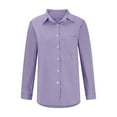 thumbnail image 5 of Utoimkio Women's Button Down Shirts Solid Color Long Sleeve V Neck Classic Shirt Business Casual Blouse Tops for Women, 5 of 7