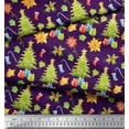 thumbnail image 2 of Soimoi Purple Cotton Duck Fabric Gifts & Christmas Tree Printed Fabric 1 Yard 42 Inch Wide, 2 of 3