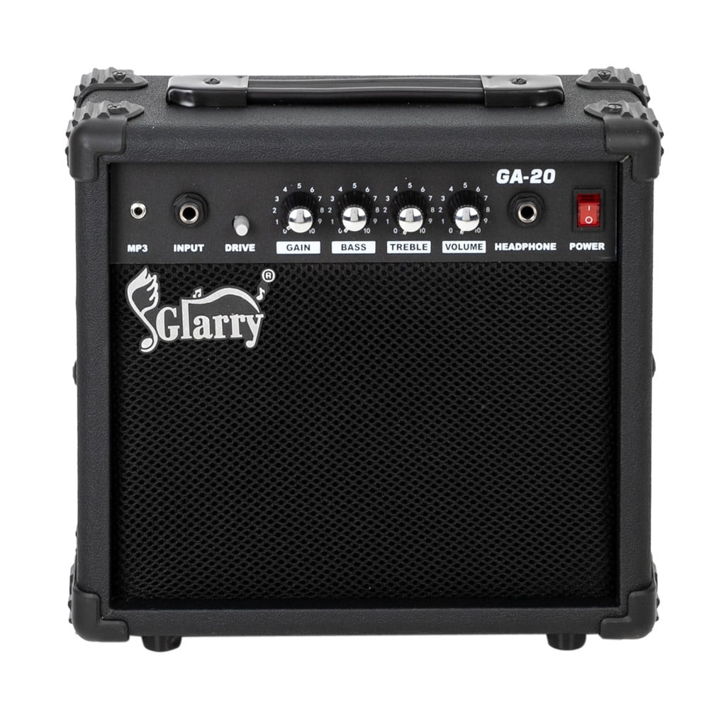 Electric Guitar Amp - 20 Watt Amplifier w/ Built-in Speaker Headphone Jack and Aux Input Includes Volume Treble Bass and Middle Controls - Black