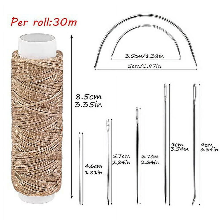 6 Rolls Strong Upholstery Thread High Strength Sewing Waxed Thread with  Hand Stitching Needle Set for Denim Leather Craft DIY Machine (Black,  White