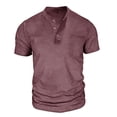 thumbnail image 3 of HOOMEUMY Men's Fashion Button Placket Short Sleeve Tops Lightweight Casual Basic Tees with Pocket for Daily Streetwear & Holiday Wine XXL, 3 of 6