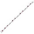 thumbnail image 2 of Gem Stone King 925 Sterling Silver Pink Tourmaline and Red Created Ruby and White Lab Grown Diamond Bracelet for Women (2.27 Cttw, Gemstone October Birthstone, Round 4MM, 7.5 inch), 2 of 6