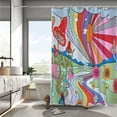 thumbnail image 3 of 70s Cute Floral Hippie Mushrooms Shower Curtain,Colorful Funky Trippy Eye Shroom Bathroom Shower Curtains,Rainbow Groovy Aesthetics Bath Curtain Sets with 12 Hooks 72x72in,Waterproof Fabric, 3 of 6