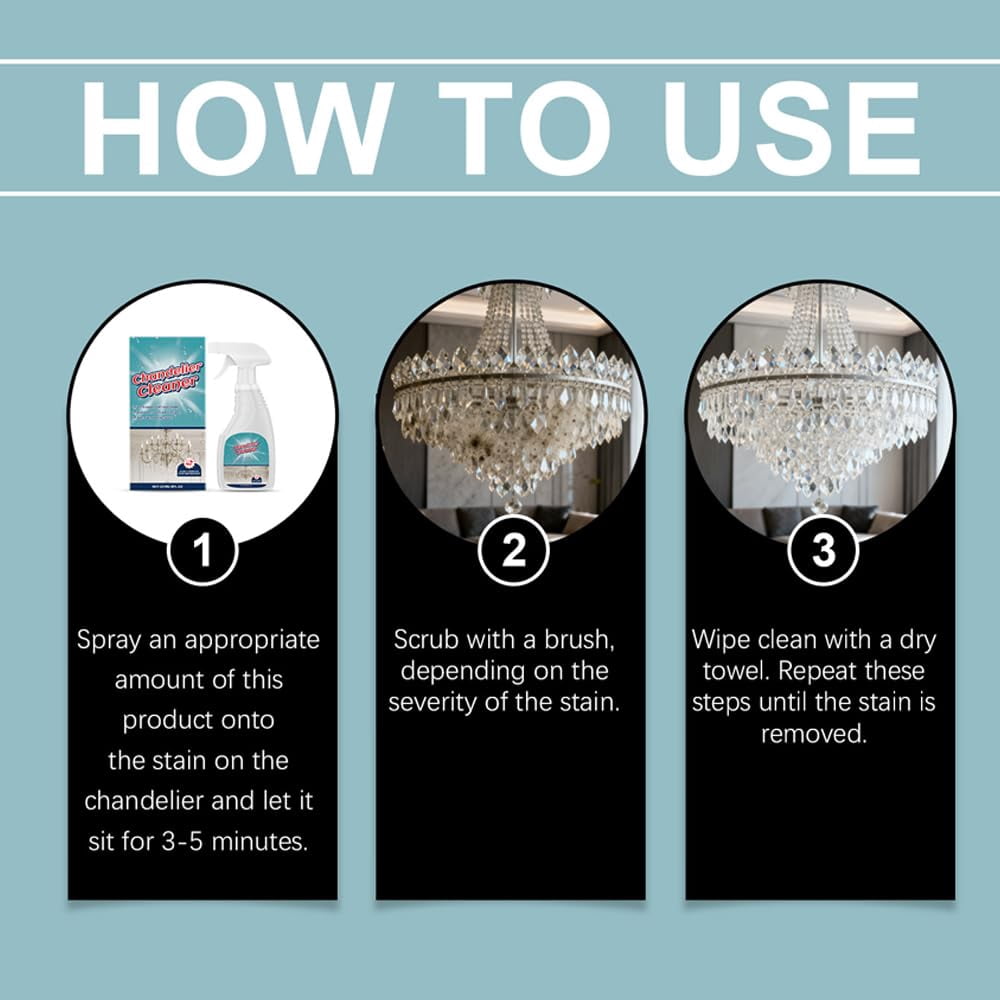 Borikise Chandelier Cleaning & Care Spray, Easy Spray Care Solution for Glass Chandeliers, Restores Shine & Clarity for Ceiling Lights & Fixtures