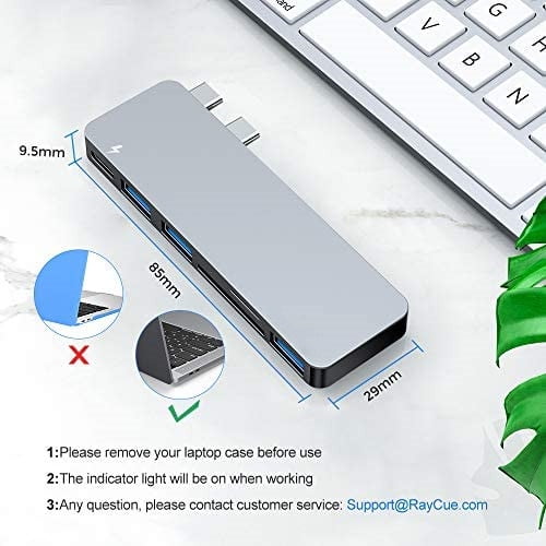 USB C Hub Adapter for MacBook Pro/Air 2020 2019 2018, 6 In 1 USB-C Accessories Compatible with MacBook Pro 13″ and 15″ with 3 USB 3.0 Ports, TF/SD Card Reader, USB-C Power Delivery (Grey)