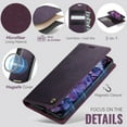 thumbnail image 4 of Flip Wallet Case For Samsung Galaxy S23,Vintage PU Leather Magnetic Folio Cover with Detachable 2 in 1 Cash & Card Holder,Kickstand - Soft inner TPU Shockproof Durable Phone Case,Purple, 4 of 13