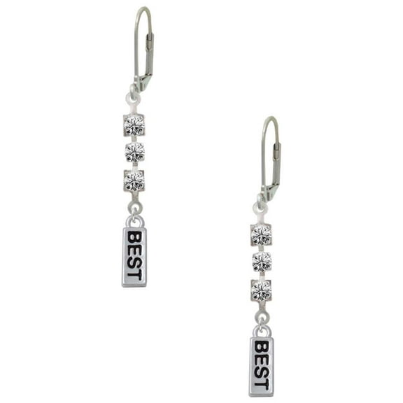 Silvertone Best Crystal Madison Leverback Earrings
