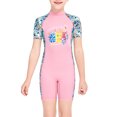 thumbnail image 1 of Buceo vela chicas traje de neopreno protección uv protección niños manga corta redondo cuello redondo cremallera traje de baño sportave guardia shorty mojado traje rosa l Eigraketly OD003665-03, 1 of 7