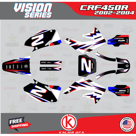 Kalair GFX Graphics Kit for Honda CRF450R (2002-2004) Vision Series Kalair GFX Graphics Kit for Honda CRF450R (2002-2004) Vision Series