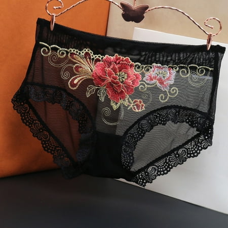 snowsong Womens Underwear Seamless Underwear Women s Sexy Underpants Panties Middle Waist Lace Briefs Underwear Panties for Women Sexy Underwear Lingerie for Women Black L