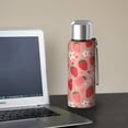 thumbnail image 5 of 20 Oz Pink Strawberry Plants Fruit Coffee Tumbler Double Wall Insulated Stainless Steel Water Bottle | Metal Reusable Thermoses Flask with Cup Cap | Leak & Sweat Proof with Anti-Dust Lid, 5 of 7