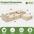 thumbnail image 2 of Cloudy Sectional L - Shaped Couch Comfy No Assembly Required Cloud Couch with Deep Seat, All Sponge Fluffy Couch with Sleeper Chaise for Living Room Apartment(Beige), 2 of 9