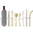thumbnail image 2 of Moxinox Portable Utensils, Travel Camping Cutlery Set, 8-Piece including Knife Fork Spoon Chopsticks Cleaning Brush Straws Portable Case, Stainless Steel Flatware set (8-piece Gold), 2 of 7
