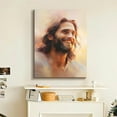 thumbnail image 4 of XUFX Smile Jesus Wall Art Jesus Loves Me Canvas Wall Decor Christian Picture Poster Christianity Watercolor of Jesus Gift God Painting Print CatholicArtwork Framed&nbsp;8x10inch, 4 of 5