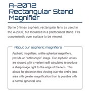 3x Stand Magnifier 2 X 4 Rectangular Aspheric Lens In A Prefocused Stand For Easy View