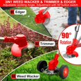 thumbnail image 5 of Electric Weed Wacker Cordless, 4 in 1 Lawn Mower Grass Edger with 2 Pcs 2000mAh Batteries Powered & Detachable Wheels, Foldable and Lightweight Grass Trimmer/Brush Cutter, 5 of 11