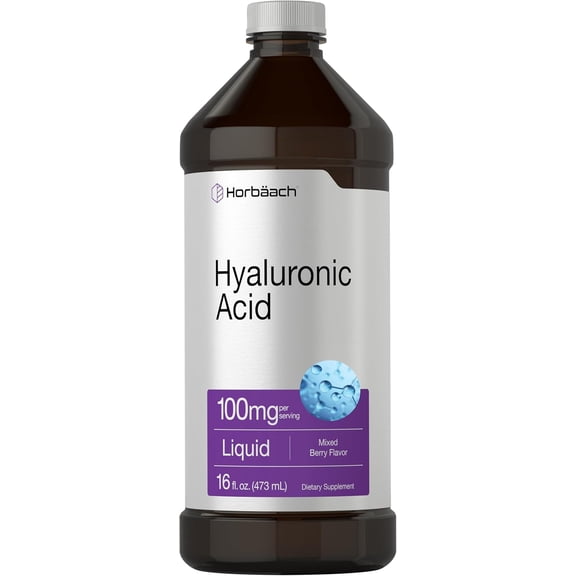 Liquid Hyaluronic Acid Supplement | 100 mg | 16 oz | Mixed Berry Flavor | by Horbaach