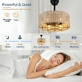 thumbnail image 4 of Cusp Barn 18" Rattan Caged Ceiling Fan with Light Fandelier Ceiling Fan for Bedroom, Remote Control, 3-Speed, E12 Bulb, Black, 4 of 11