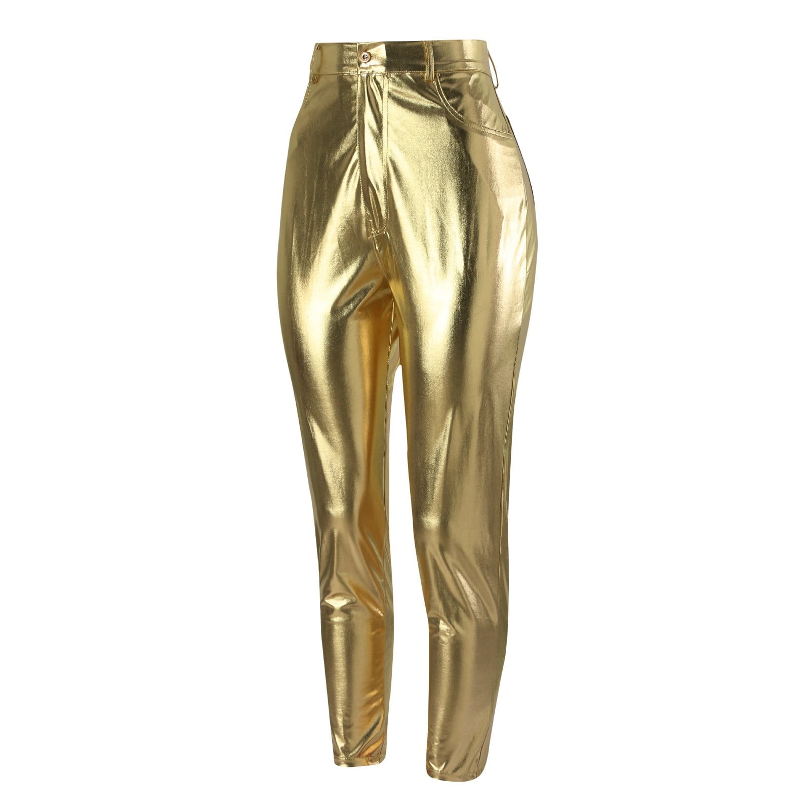 BKQCNKM Cargo Pants Women Women'S Mid Waist Faux Leather Leggings Stretch Leather Pleather Pants Workout Sets For Women Womens Pants Gold XL