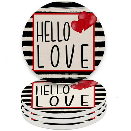 

Tepsmf Home Four Piece Suit Valentine S Day Love Round Placemat Potholder Placemat Kitchen Island