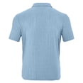 thumbnail image 4 of Domuza Mens Casual Polo Shirt Summer Short Sleeve Vacation Beach Knit Stretchy Golf Shirts Light Blue 3XL, 4 of 6