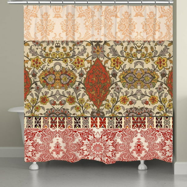 Boho Red Tapestry Shower Curtain, Tapestry Shower Curtain
