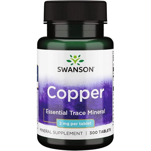 Swanson | Cobre 2 mg 300 tabletas suplemento para la salud de los órganos y los tejidos.