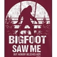 thumbnail image 2 of Unisex Adult Bigfoot Saw Me Funny Hoodie Sweatshirt, Medium Cardinal, 2 of 3