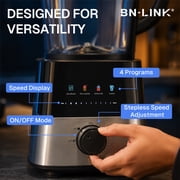Behome Blender with Grinder, Stepless Speed & 4 Functions, 600W Blender for Smoothies with 50 Oz Glass Jar, Self-Cleaning Blenders for Kitchen, Black