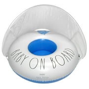 Rae Dunn: Baby On Board -Toddler Float W/ Canopy, 27" Inflatable Water Ring, CocoNut Float, Removable Canopy, Age 18mo+